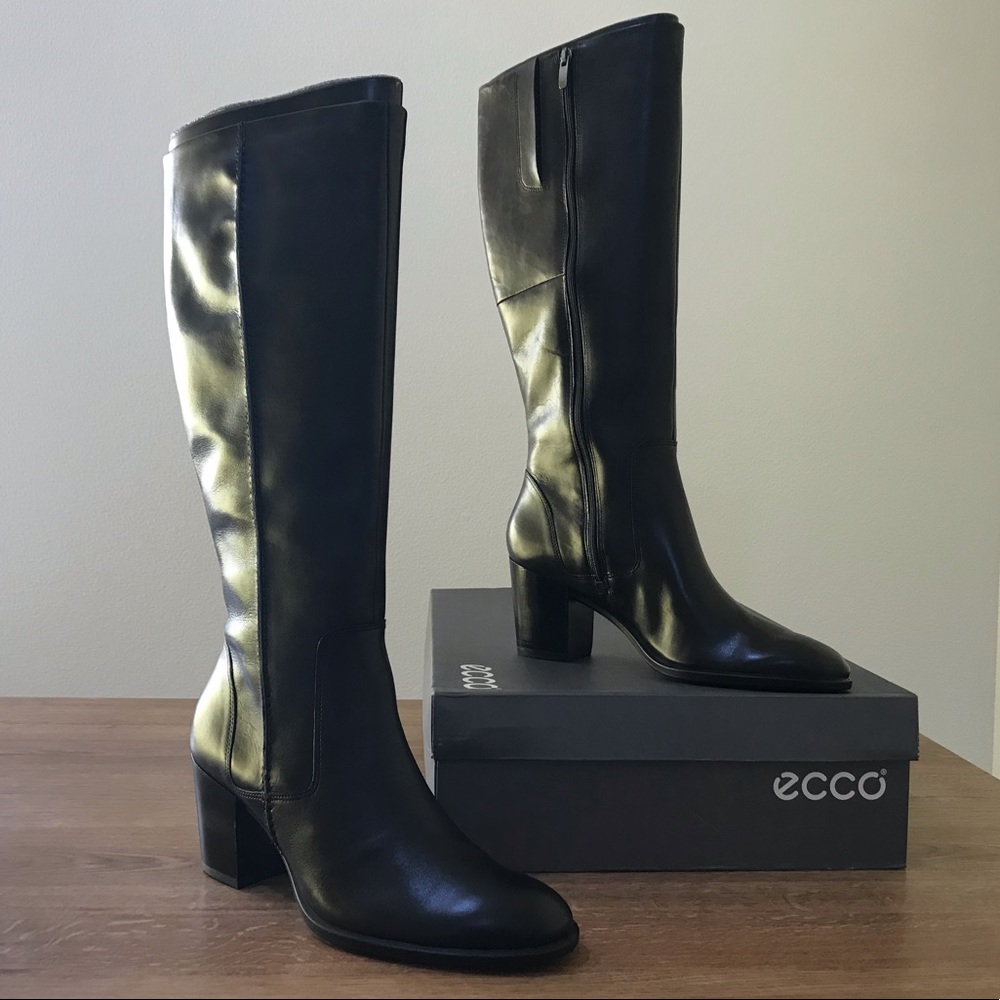 Ecco Shape 55 Black High Heel Tall Boot Size 41